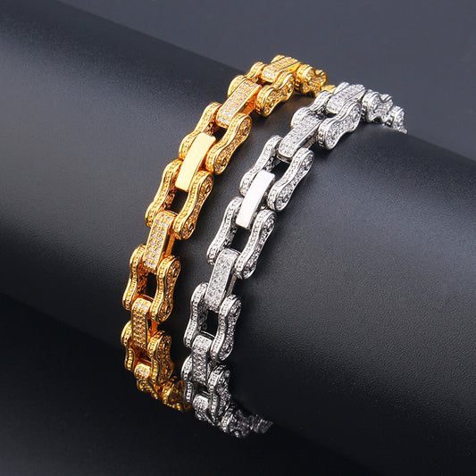 Zircon Locomotive Chain Hip Hop Bracelet