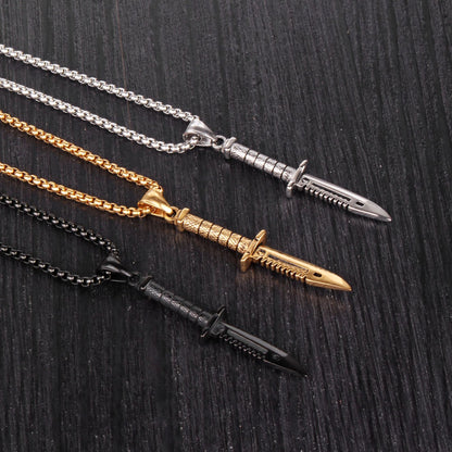 Men's Long Dagger Knife Pendant Necklace