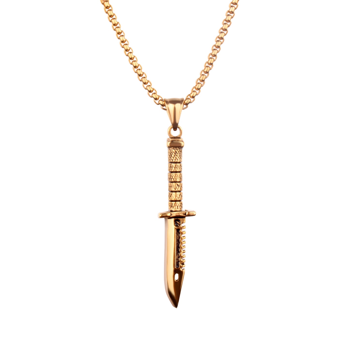 Men's Long Dagger Knife Pendant Necklace