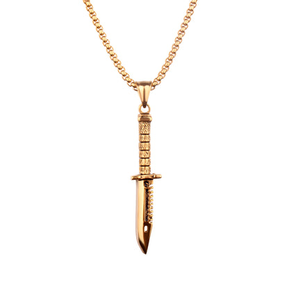 Men's Long Dagger Knife Pendant Necklace